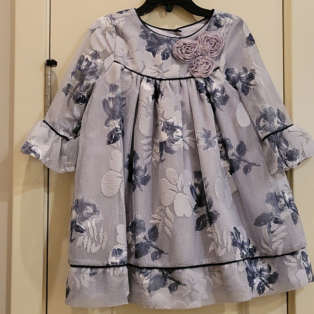 Laura Ashley Gray & Navy Floral Dress